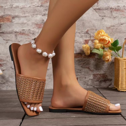 Rattan Woven Flat Sandals
